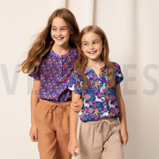 BAUMWOLLE POPELINE BLUMEN UND EINHÖRNER LAVENDEL (thumbnail) #7