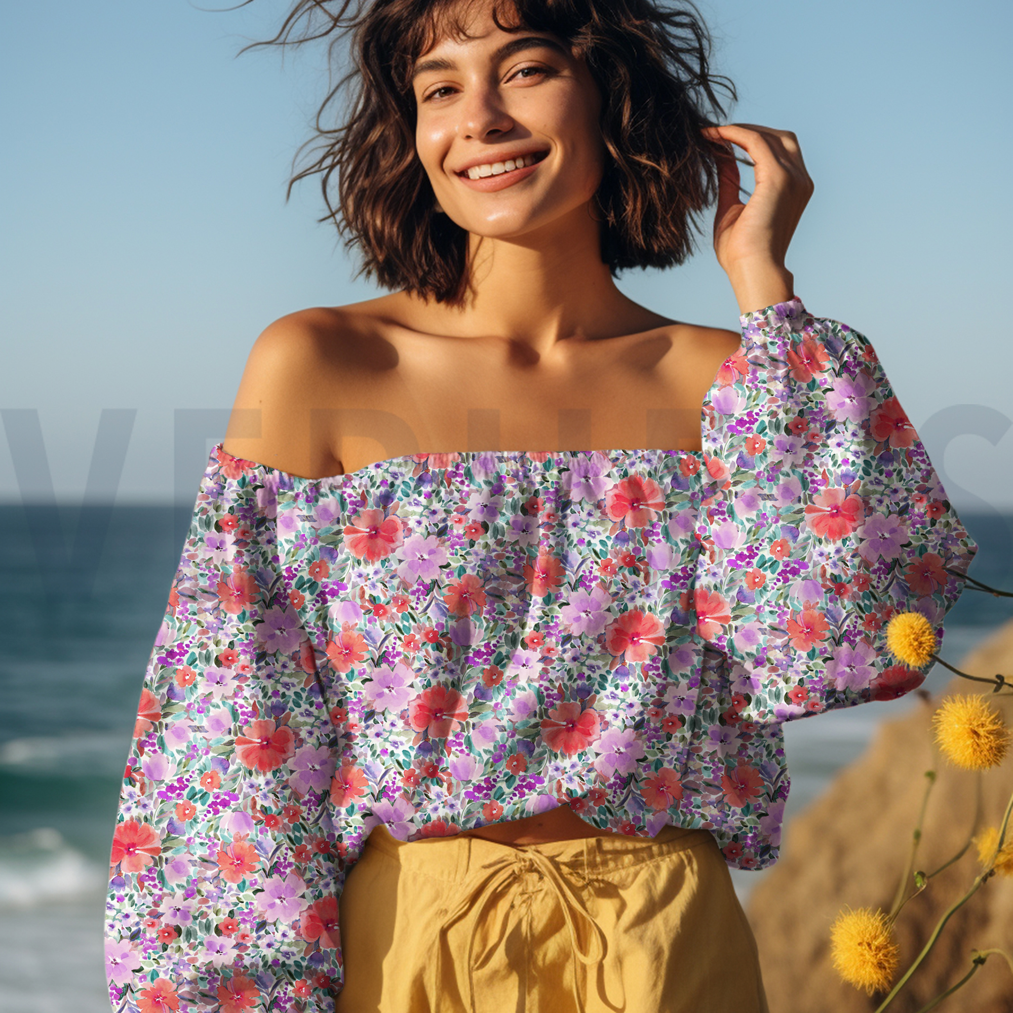 KATOENEN POPLIN DIGITAAL BLOEMEN MAUVE (high resolution) #7