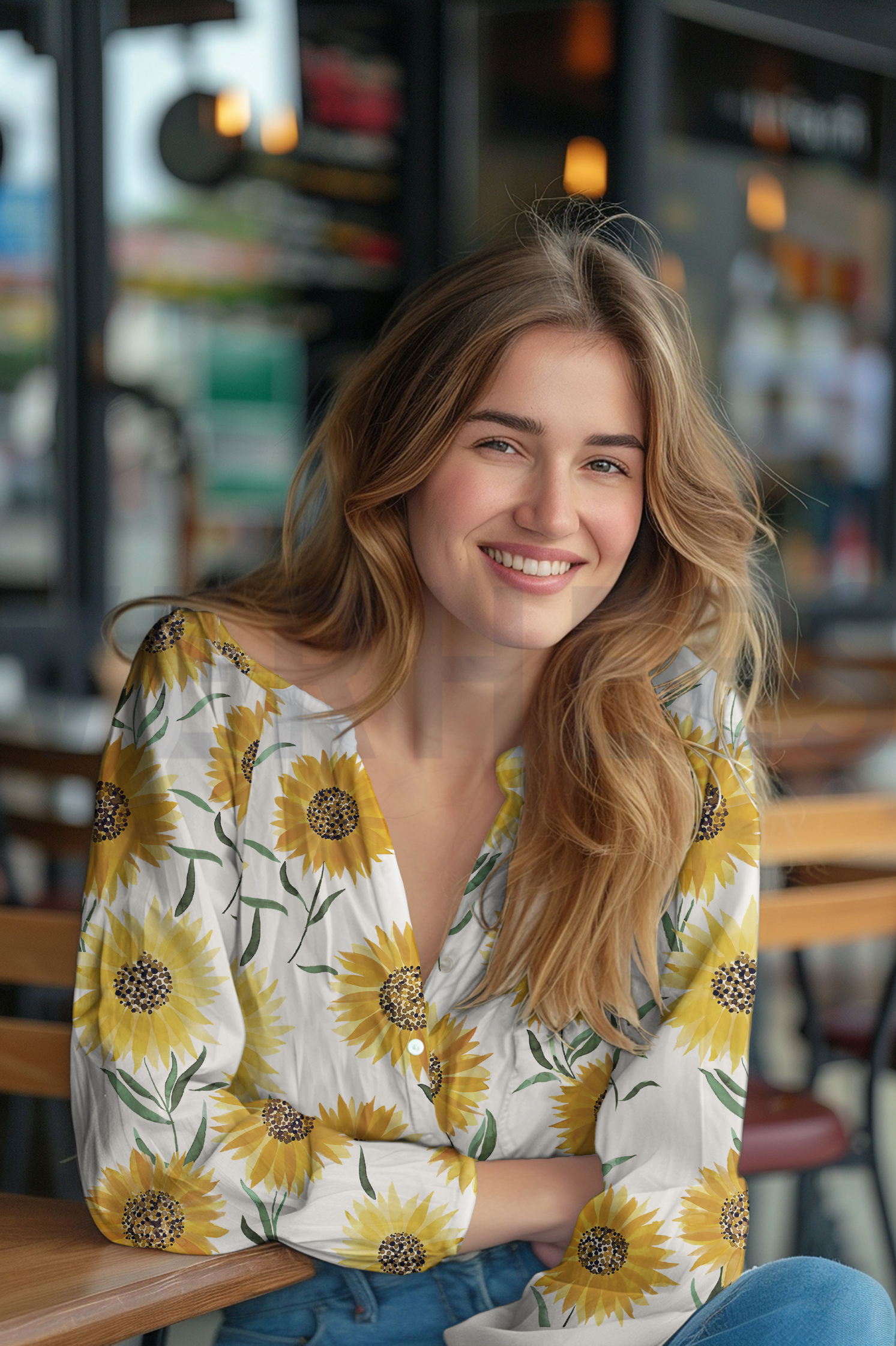FINE POPLIN DIGITAL SUNFLOWERS BLACK #7