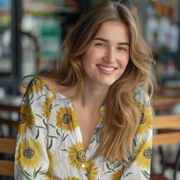 KATOENEN POPLIN DIGITAAL ZONNEBLOEMEN WIT (thumbnail) #7