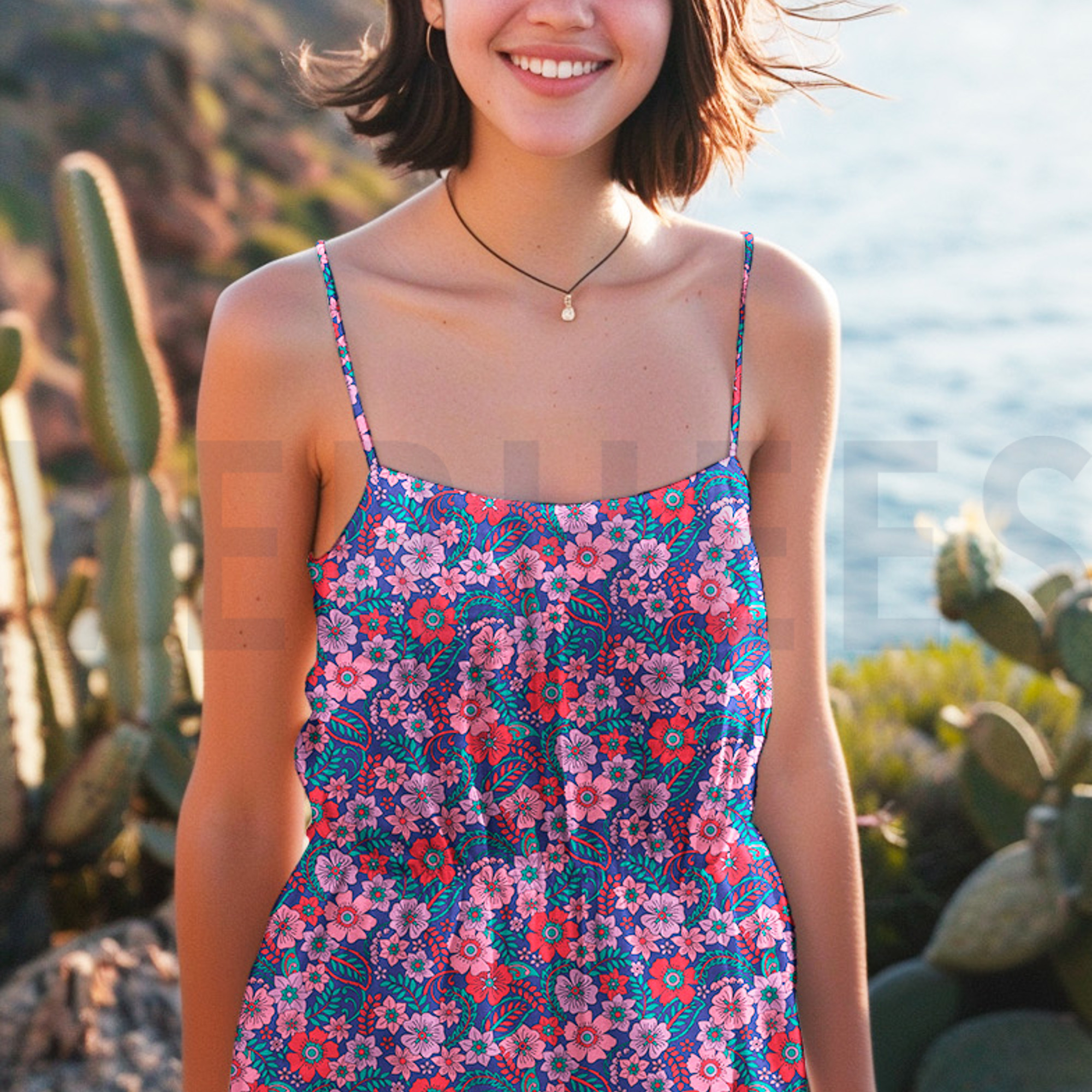 FINE POPLIN FLOWERS NAVY (high resolution) #7