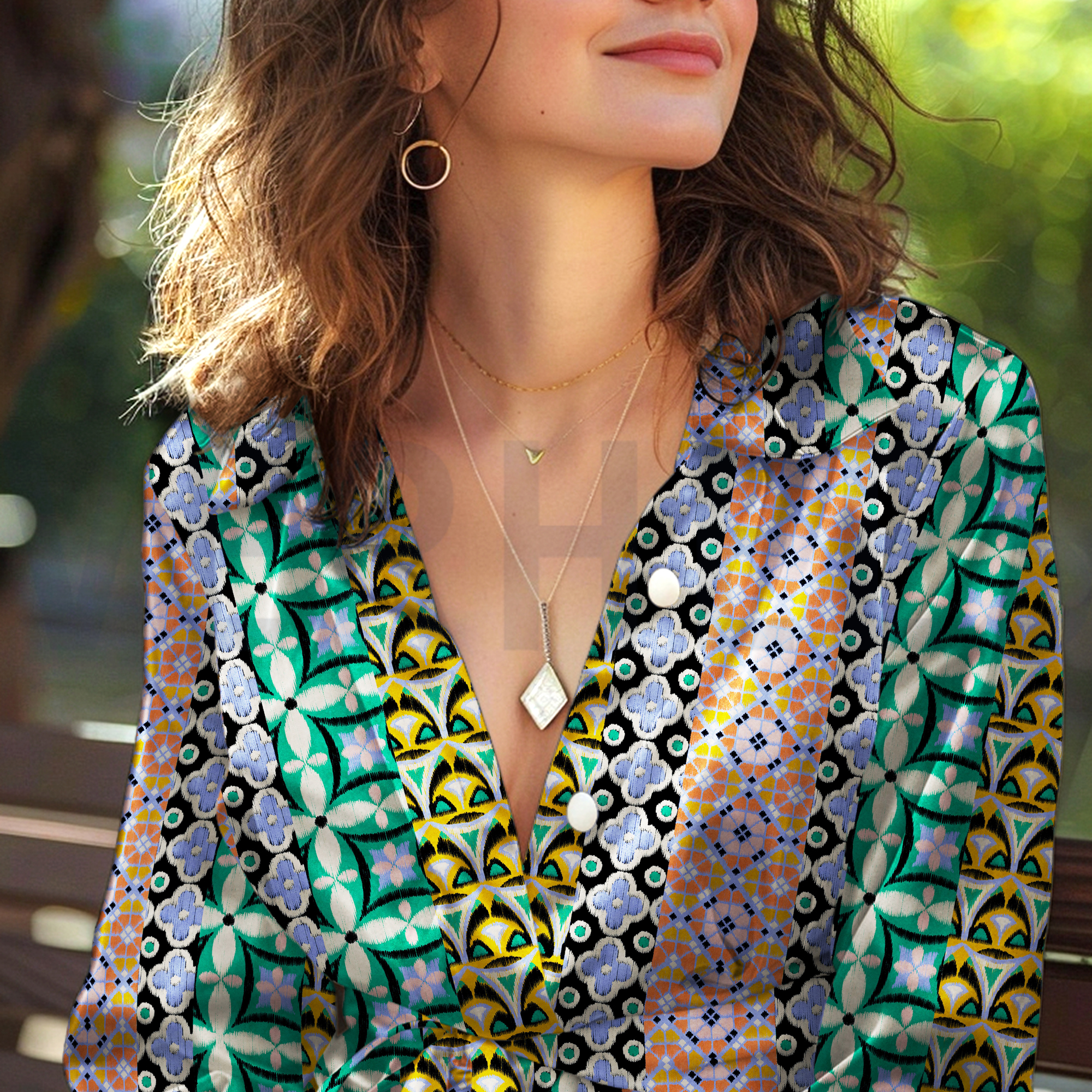 KATOEN SATIJN DIGITAAL GEOMETRISCH BLAUW (high resolution) #7