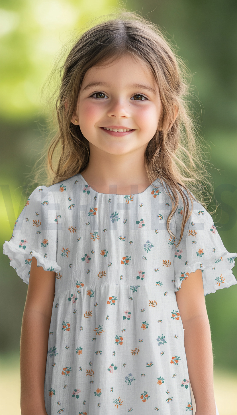 DOUBLE GAZE DE COTON FLEURS BLANC #7