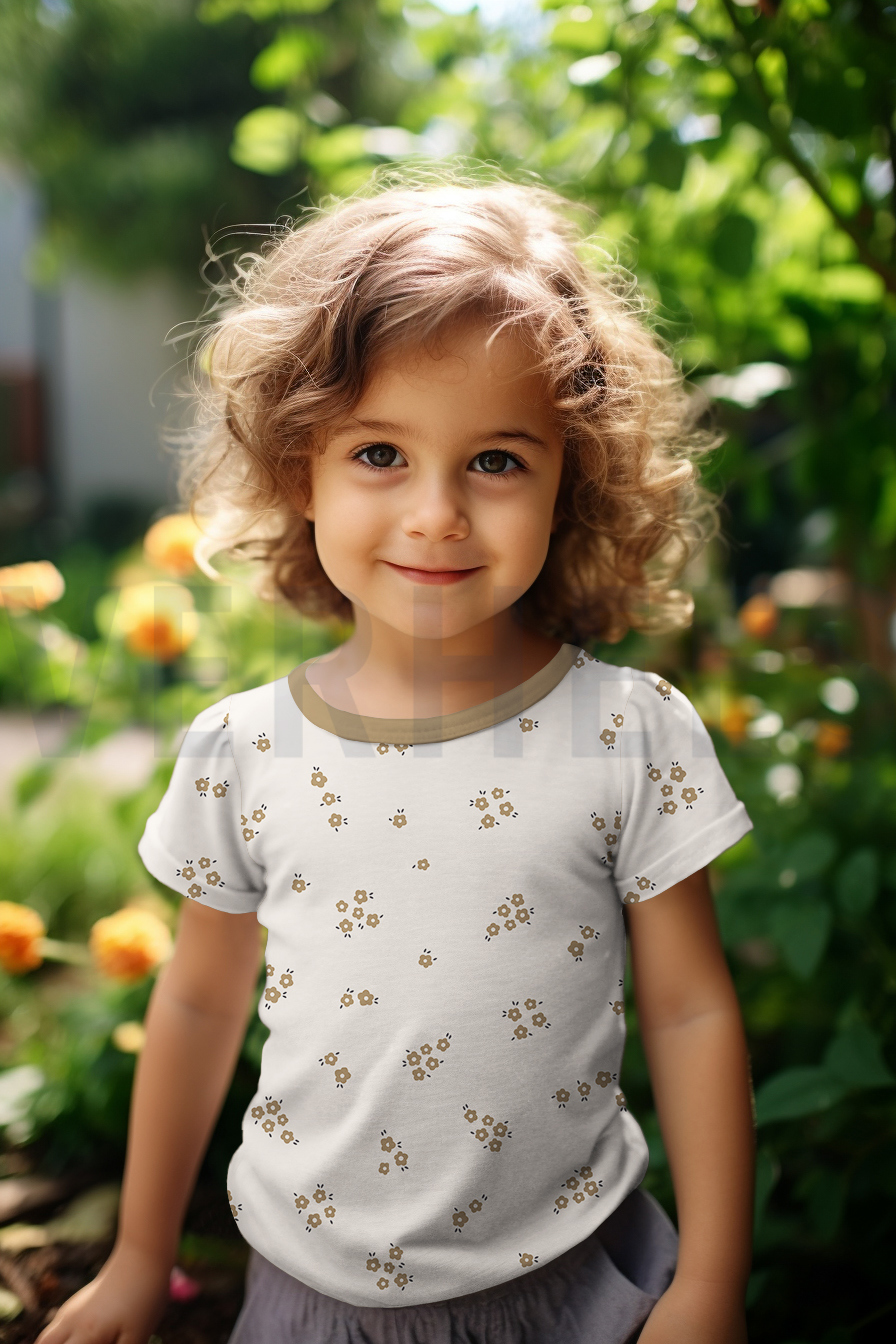 RIB JERSEY GOTS NATURAL FLOWERS NATURAL #7