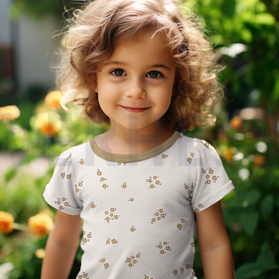 RIB JERSEY GOTS NATURAL FLOWERS NATURAL #7