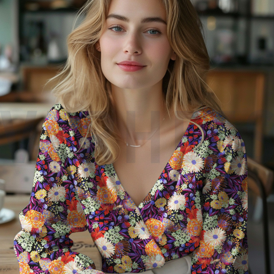 LENZING™ ECOVERO™ DIGITAL FLOWERS BLACK #7