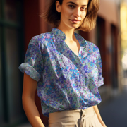 LENZING™ ECOVERO™ DIGITAL BLUMEN BLAU (thumbnail) #7