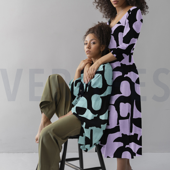 VISCOSE ROSELLA STRETCH GEOMETRISCH LAVENDEL #7