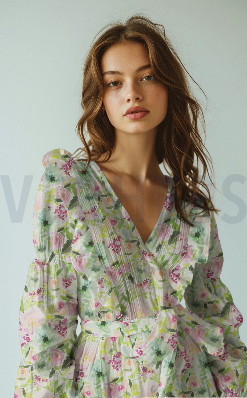 COTTON VOILE DIGITAL FLOWERS WHITE #7