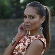 VISCOSE POPLIN STRETCH DIGITAL FLOWERS BURGUNDY (thumbnail) #7