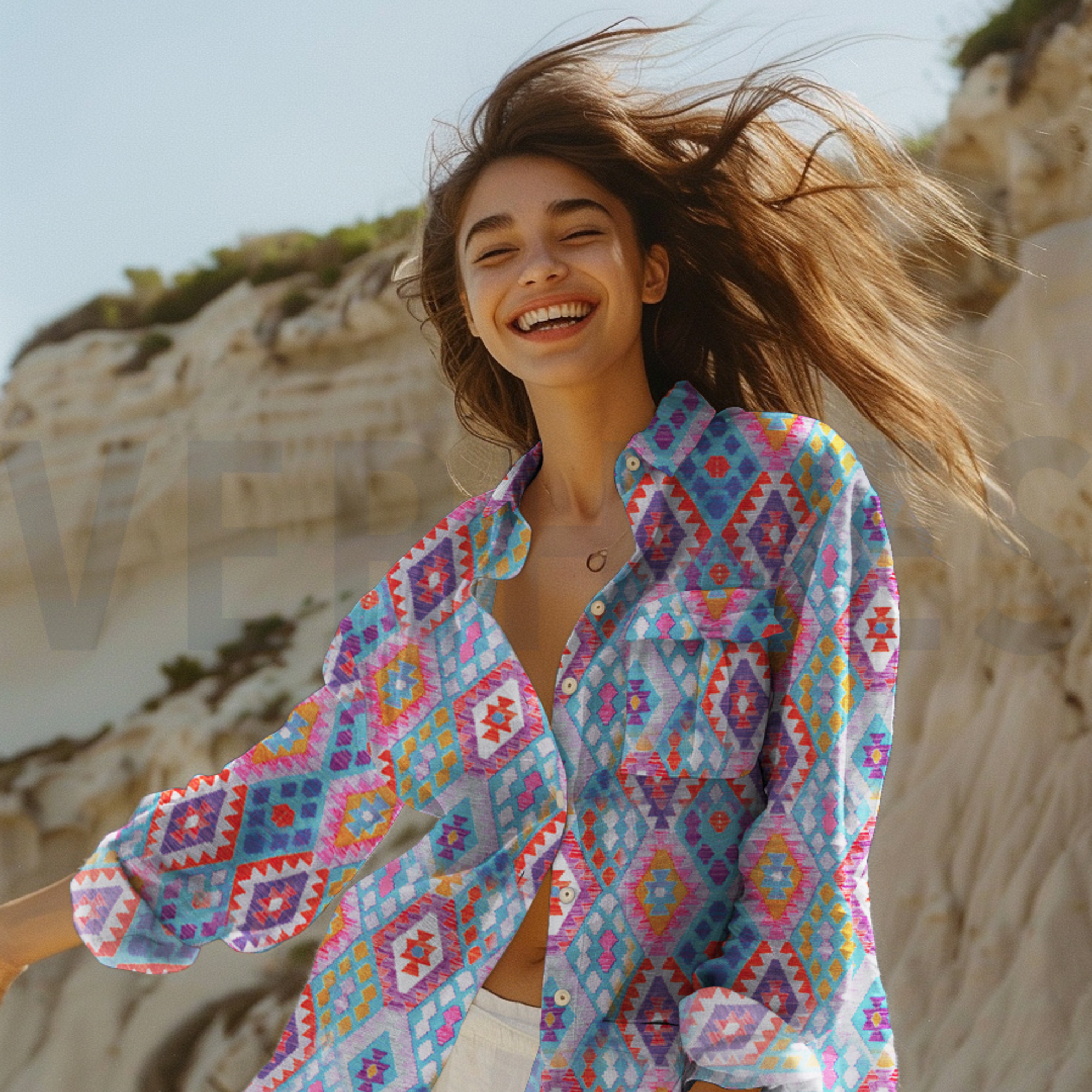 VISCOSE RADIANCE DIGITAAL GEOMETRISCH PETROL (high resolution) #7