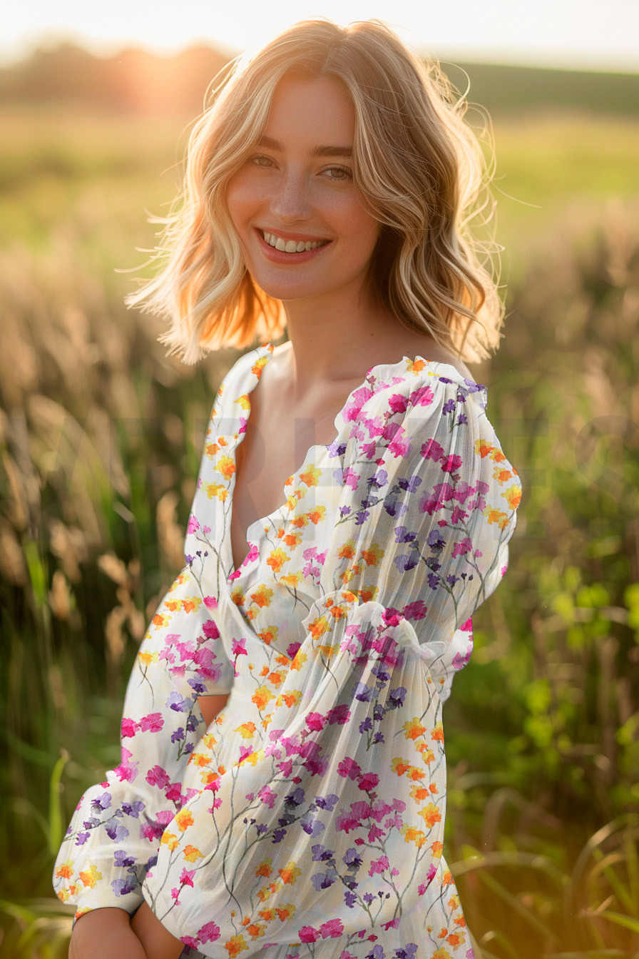 VISCOSE RADIANCE DIGITAAL BLOEMEN LICHTGEEL #7