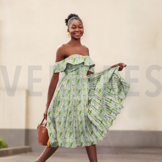 VISCOSE RADIANCE DIGITAAL BLOEMEN GROEN #7