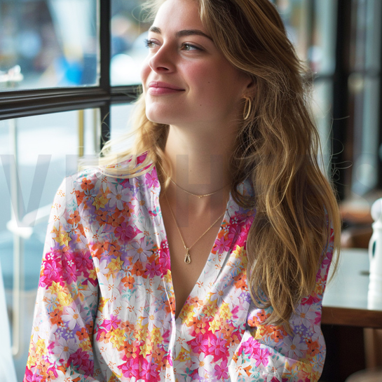 VISCOSE RADIANCE DIGITAAL BLOEMEN FUCHSIA #7