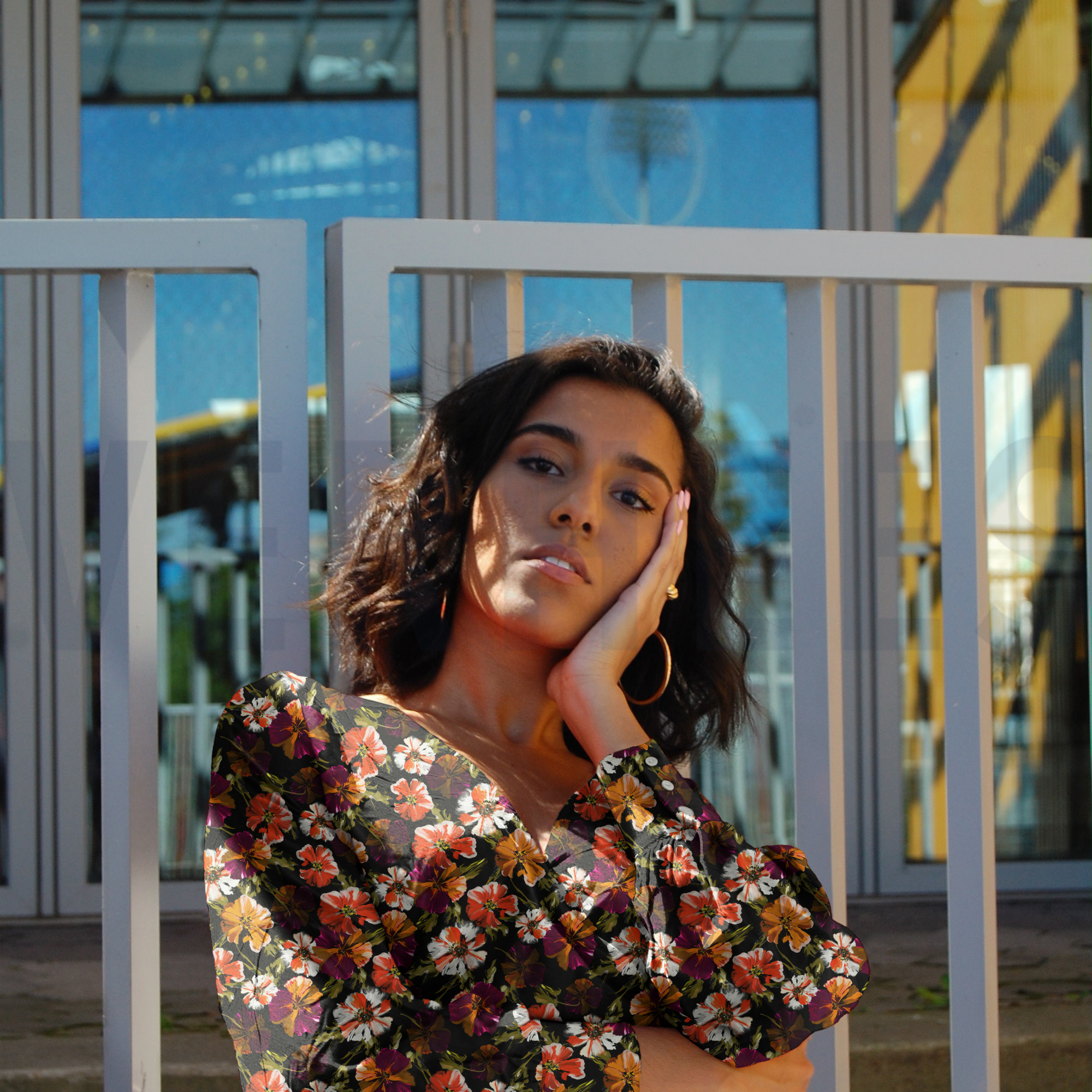 VISCOSE ROSELLA STRETCH DIGITAL FLOWERS BLACK (high resolution) #7