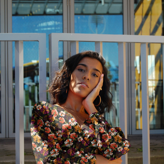 VISCOSE ROSELLA STRETCH DIGITAL FLOWERS BLACK #7