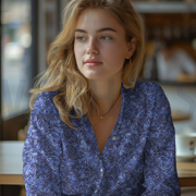 VISCOSE RADIANCE DIGITAL FLOWERS NAVY (thumbnail) #7