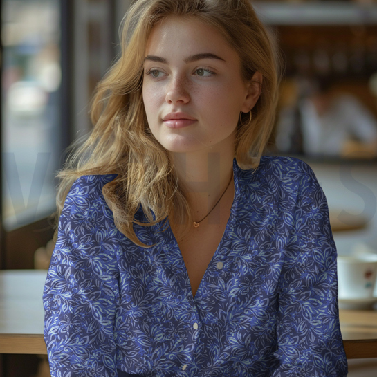 VISCOSE RADIANCE DIGITAL FLOWERS NAVY #7