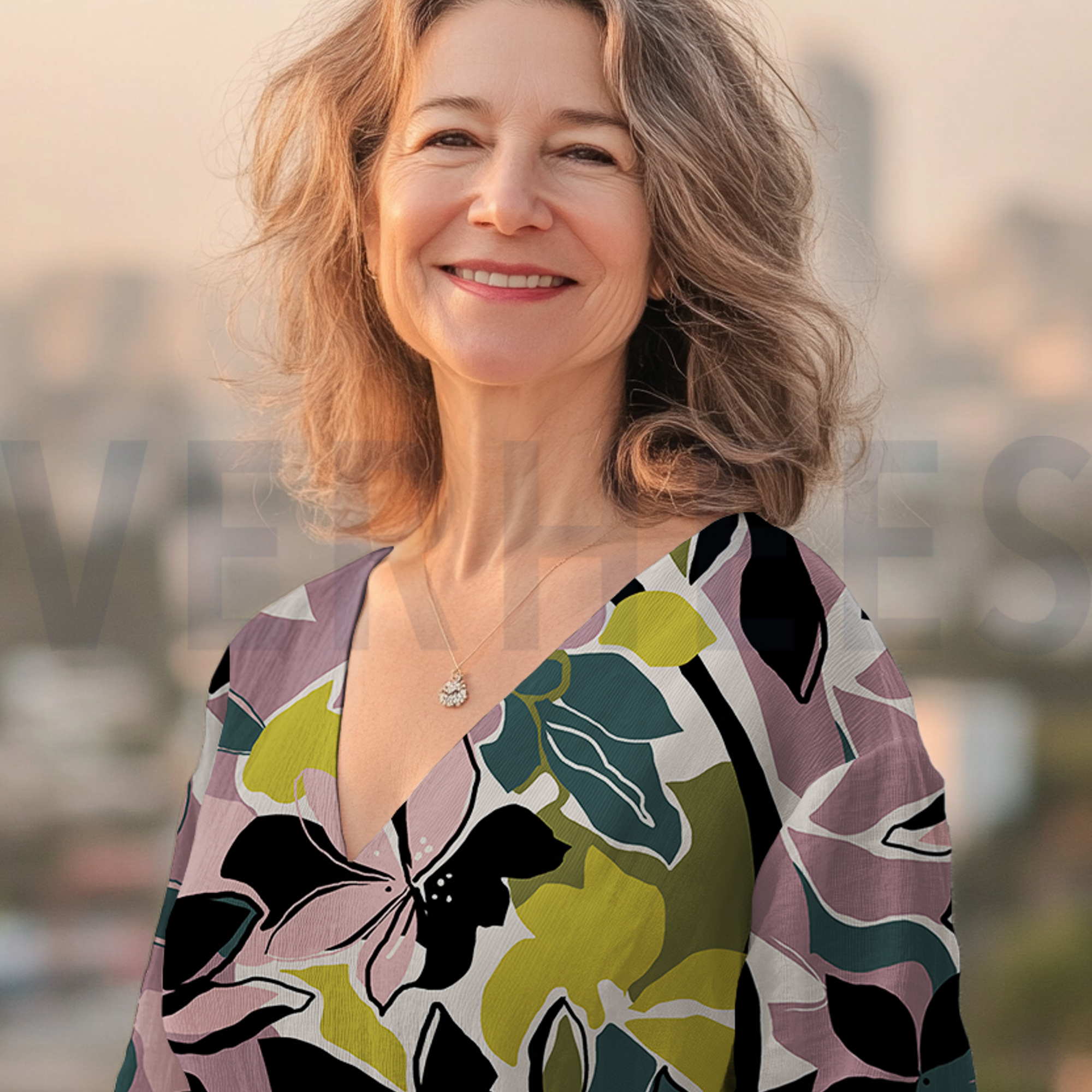 LENZING™ ECOVERO™ BLUMEN ROSA/GRÜN (high resolution) #7