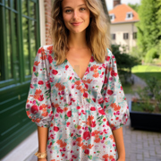 VISKOSE SATIN DIGITAL BLUMEN HELLROSA (thumbnail) #7