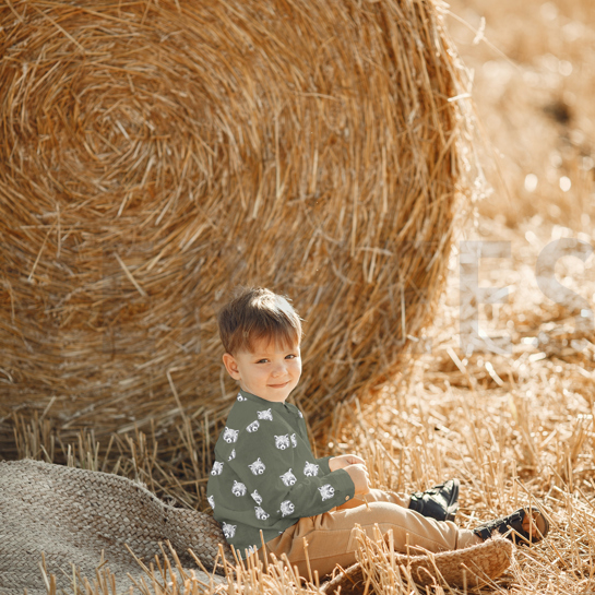 KATOENEN POPLIN DIGITAAL RODE PANDA’S ZEEWIERGROEN #7