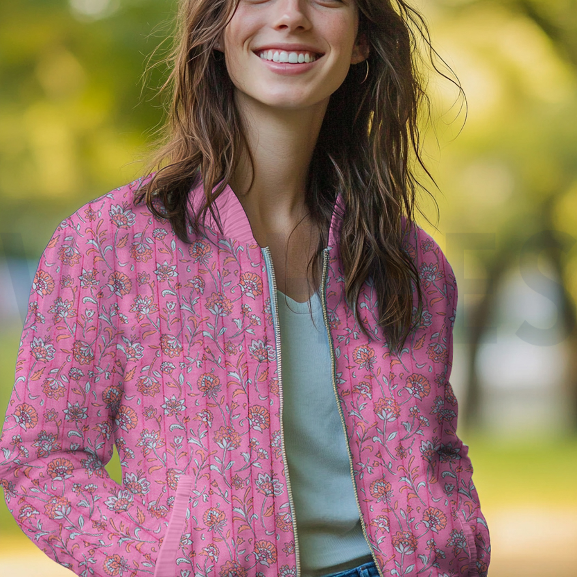 STEPPSTOFF MUSSELIN BLUMEN ZWEISEITIG HELLBLAU/MINT (high resolution) #7