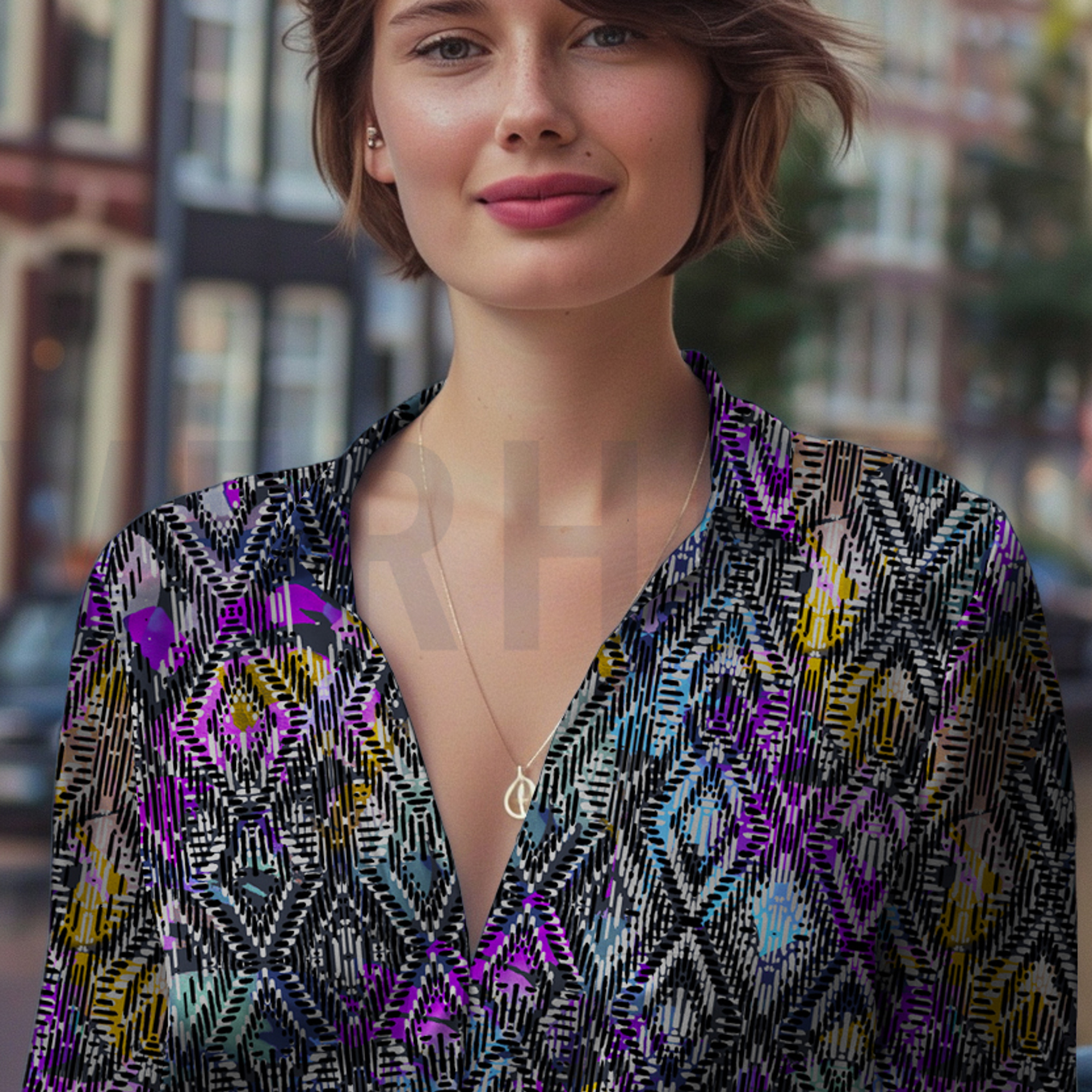 KATOEN SATIJN DIGITAAL GEOMETRISCH MARINEBLAUW (high resolution) #7