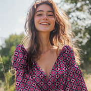 LENZING™ ECOVERO™ DIGITAL GEOMETRIC FUCHSIA (thumbnail) #7