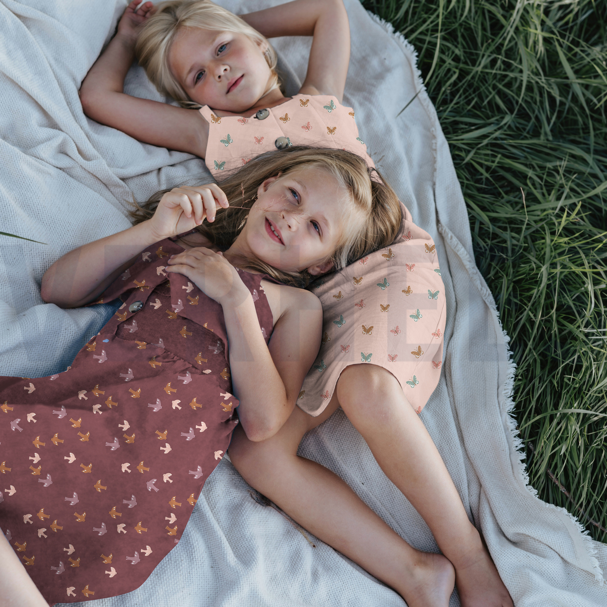 POPLIN GOTS BIRDS AND BUTTERFLIES BLUE (high resolution) #7