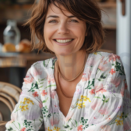 DOUBLE GAUZE DIGITAL BIG FLOWERS WHITE #7