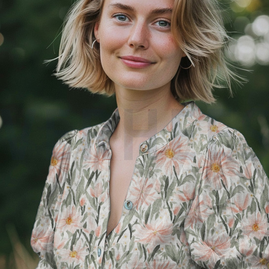 DOUBLE GAZE DE COTON FLEURS BLANC #7