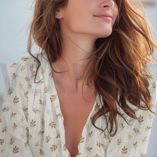 MUSSELIN BLÄTTER TAUPE #7