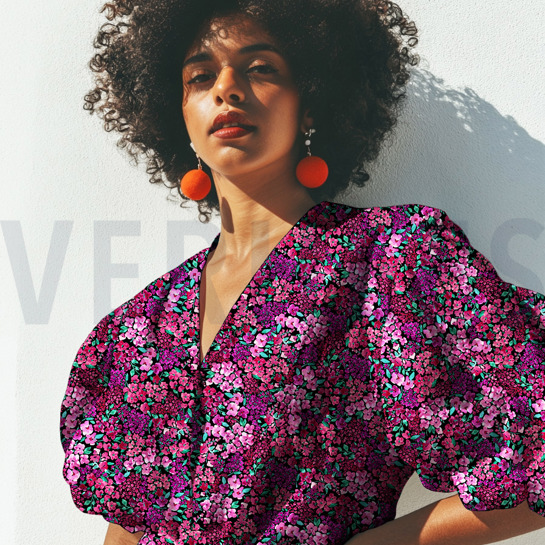 FINE POPLIN DIGITAL FLOWERS OFFWHITE #7