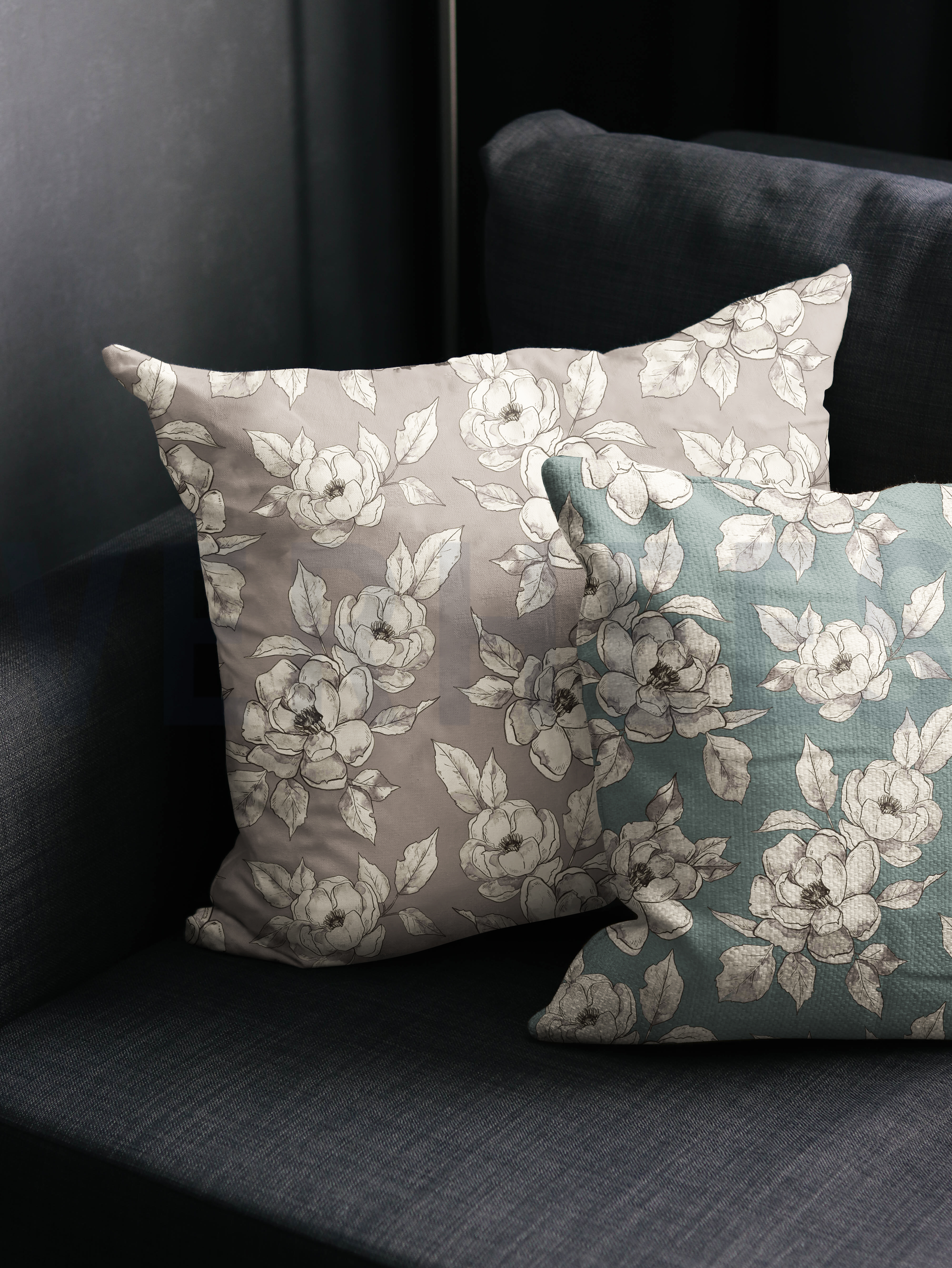 CANVAS DIGITAL FLOWERS TAUPE #7
