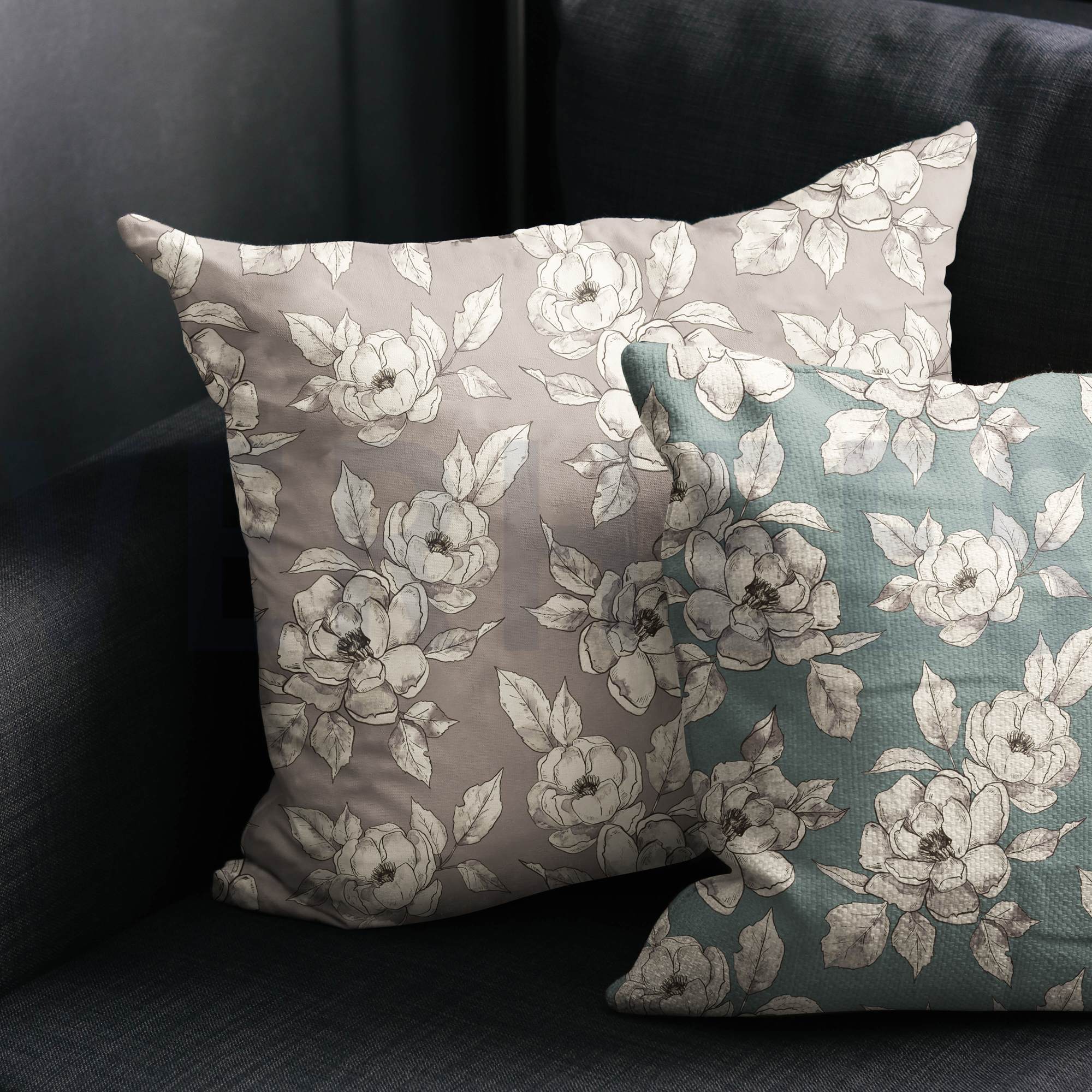 CANVAS DIGITAAL BLOEMEN DONKER MINT (high resolution) #7