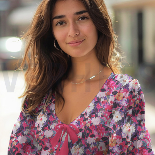 COTON VOILE DIGITAL FLEURS FUCHSIA #7