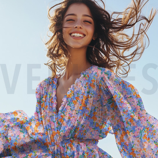 VISCOSE SATIJN DIGITAAL BLOEMEN BLAUW #7