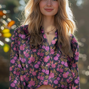 CORDUROY BABYRIB DIGITAAL BLOEMEN MARINEBLAUW (thumbnail) #7