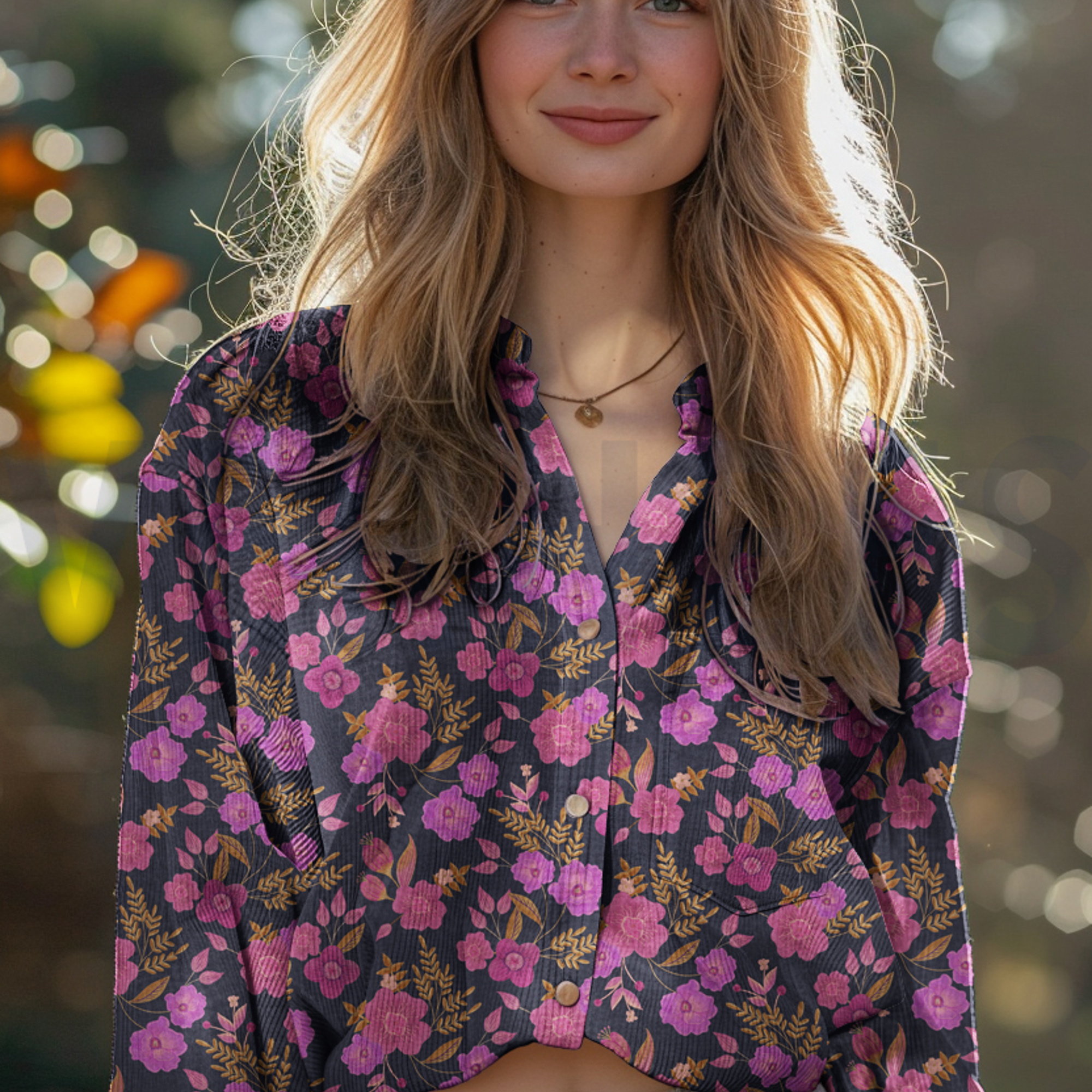 CORDUROY BABYRIB DIGITAAL BLOEMEN MARINEBLAUW (high resolution) #7