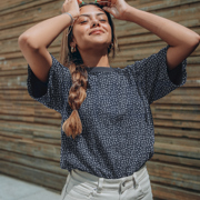 BAMBOO COTTON JERSEY FLOWERS DARK PURPLE (thumbnail) #7