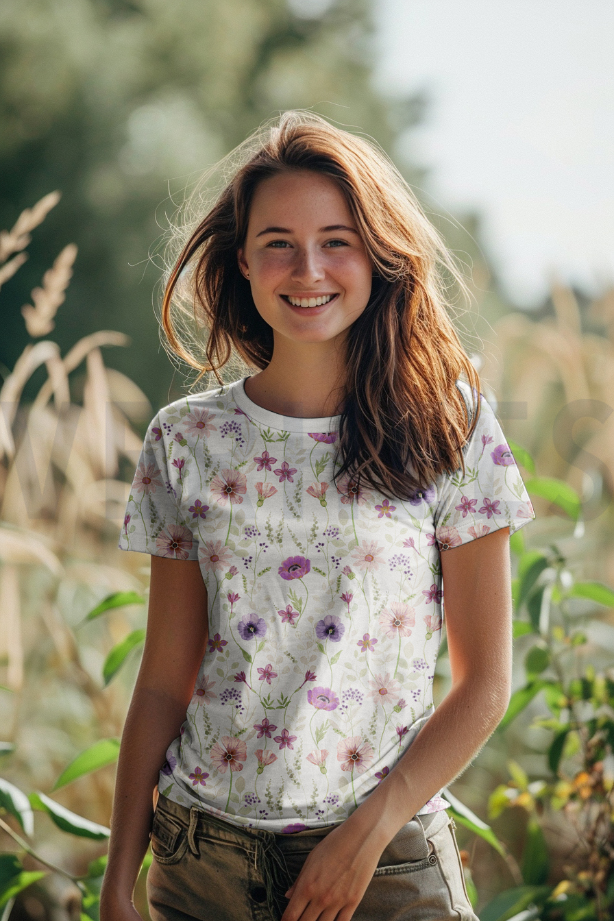 JERSEY DIGITAL BLUMEN MARINEBLAU #7