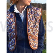 BAUMWOLLE VOILE GESTEPPT BLUMEN KARAMELL/KOBALT (thumbnail) #7