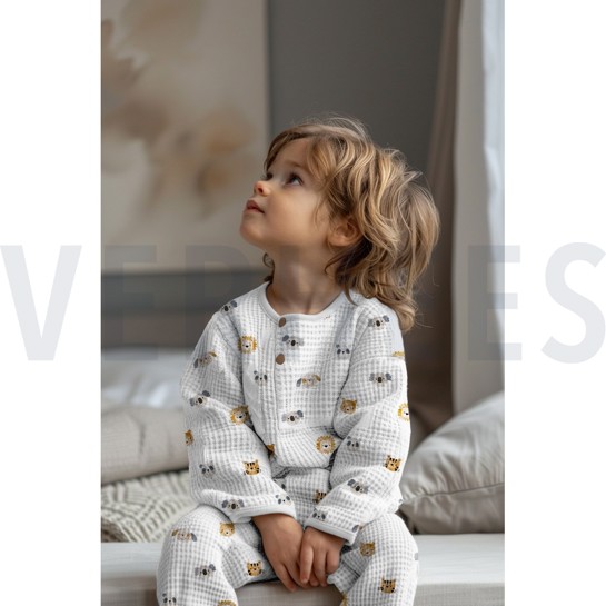 COTON NID D'ABEILLE DIGITAL ANIMAUX BLANC #7