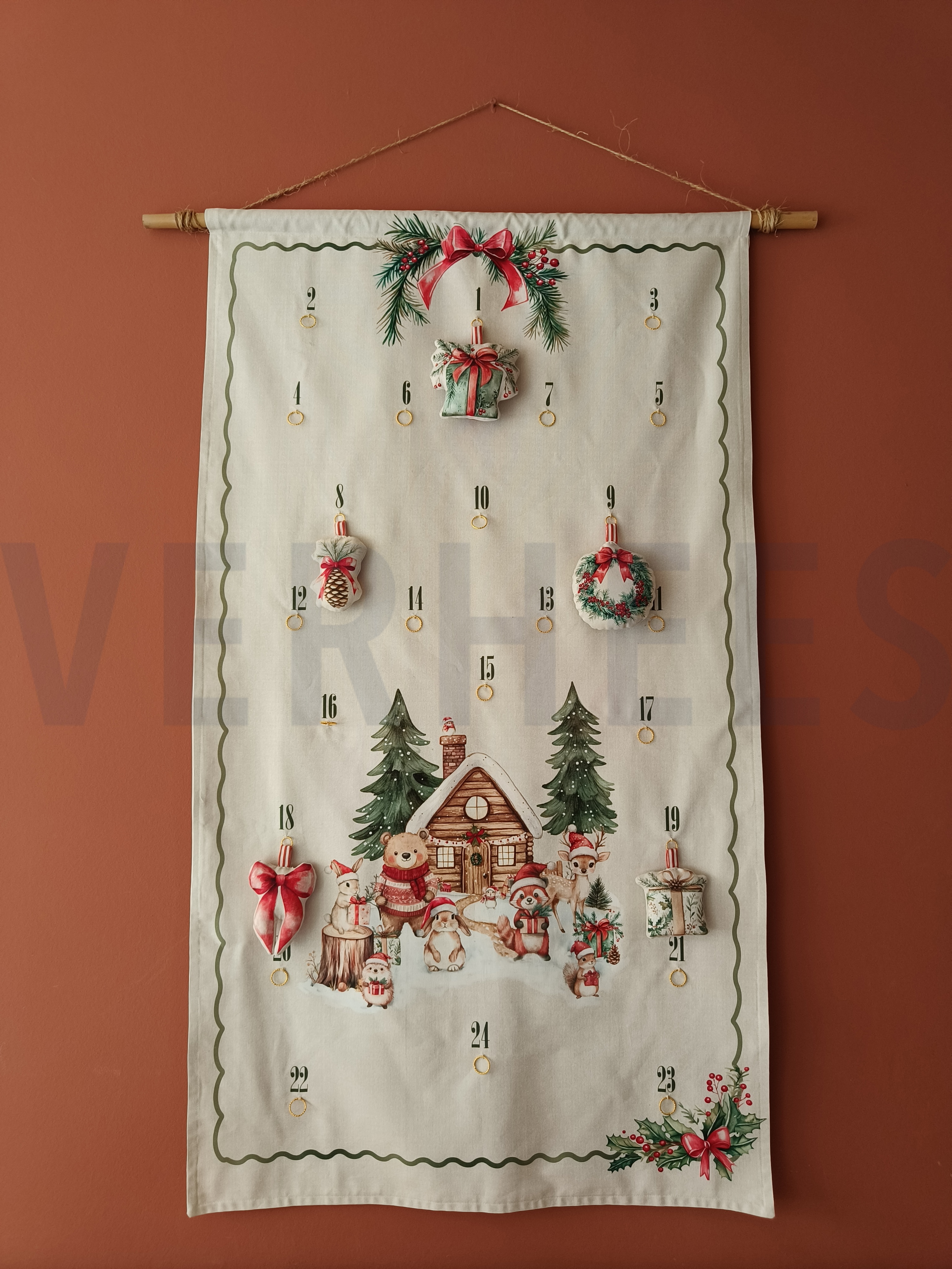 CANVAS ADVENT CALENDAR PANEL LINEN LOOK #7