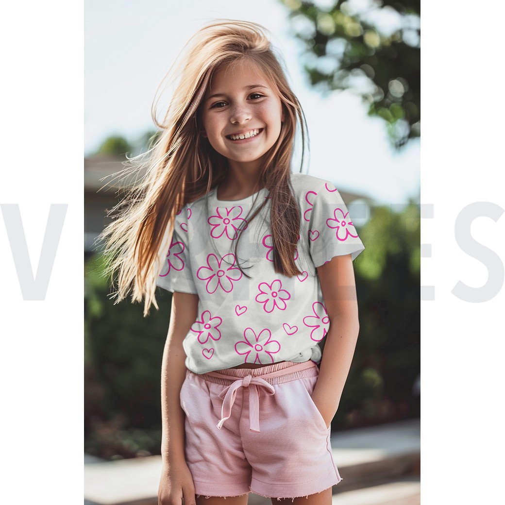 JERSEY MELANGE NEON FLOWERS NAVY #7