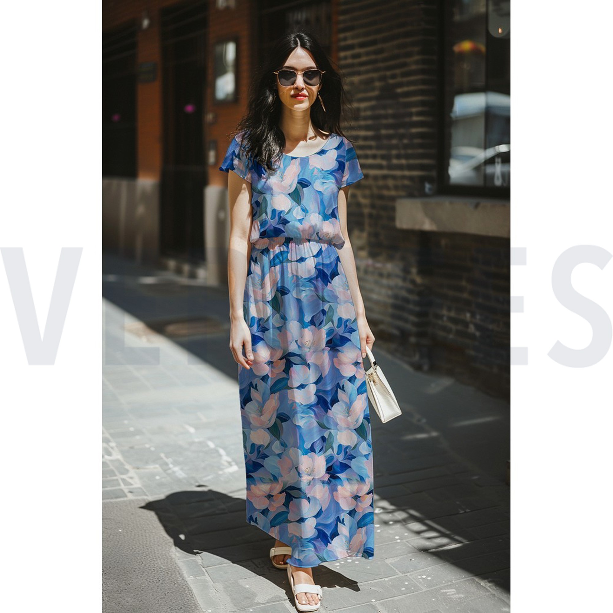 VISCOSE STRETCH DIGITAL FLOWERS BLUE (high resolution) #7