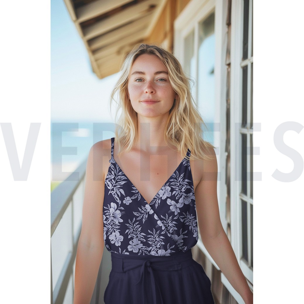 MAGNOLIA STRETCH TROPICAL FLOWERS NAVY #7