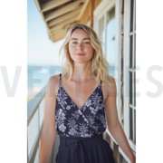 MAGNOLIA STRETCH TROPISCHE BLOEMEN BORDEAUXROOD (thumbnail) #7