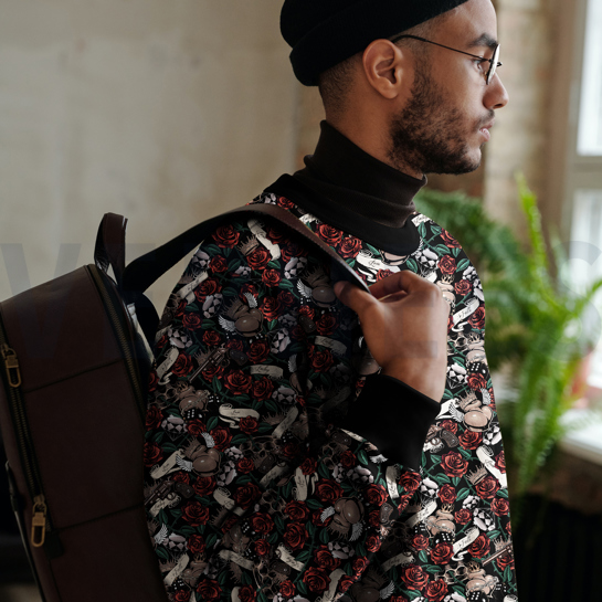 FRENCH TERRY DIGITAL TATTOO BLACK/TAUPE #7