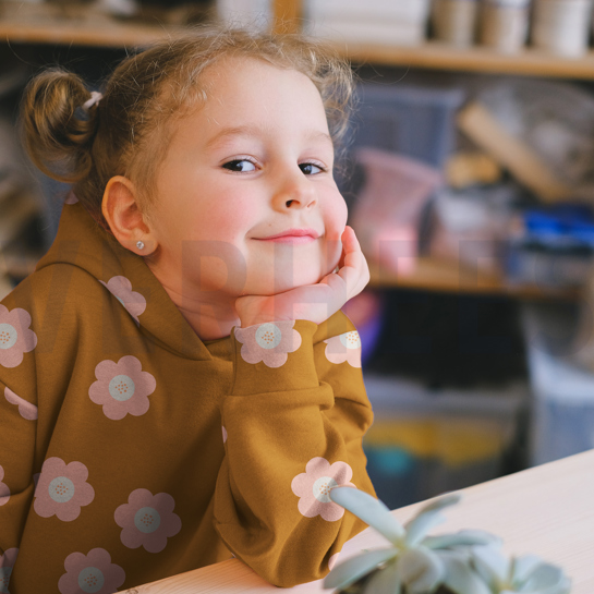 FRENCH TERRY GROTE BLOEMEN BRONS #7